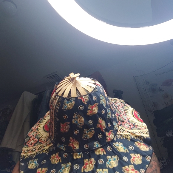 Rice hat Asian style authentic elephant printed pattern hat - Picture 9 of 13